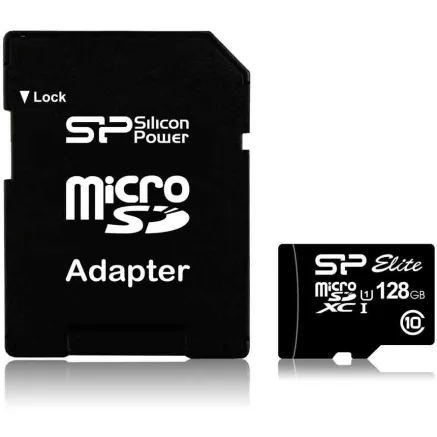Silicon Power карта памти microSDXC 128GB Elite UHS-I Class 10 + адаптер SP128GBSTXBU1V10SP