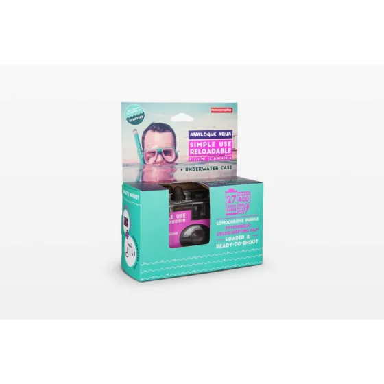 Lomography fotoaparats &quot;Analogue Aqua&quot; ar čeholu un LomoChrome Purple 400/135/36