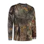 Stealth Gear Long Sleeve Camo Forest Print T-shirt featuring a realistic woodland camouflage pattern, lightweight polyester fabric, and anti-bacterial properties, size XL, perfect for outdoor activities and nature photography.