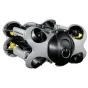 Gray and black underwater drone with multiple propellers and yellow accents, featuring the CHASING M2 S model and a compact design for deep-sea exploration