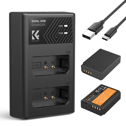 K&F Concept K&F LP-E6NH Camera Battery 2250mAh, 3-pack + Charger LCD display 