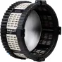 NANLUX FL-28 Fresnel Lens - Close-up of a black and beige circular lens with a textured edge and smooth reflective surface, labeled 'NANLUX FL-28'.