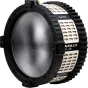 NANLUX FL-28 Fresnel Lens for Evoke LED Spotlight - Compact, high-performance lens with a black casing and silver reflective surface for studio lighting.