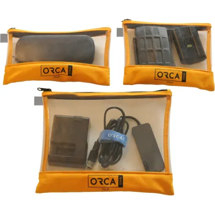 ORCA OR-599 TRANSPARENT POUCHES KIT FOR DSLR ACCESSORIES (3 PCS)
