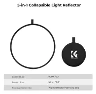 Saliekamie atstarotāji - K&F Concept K&F 80cm round reflector Light diffuser 5 in 1 foldable multi-disc with tote bag KF18.0002 Saliekamie atstarotāji - K&F Concept K&F 80cm round reflector Light diffuser 5 in 1 foldable multi-disc with tote bag KF18.0002 