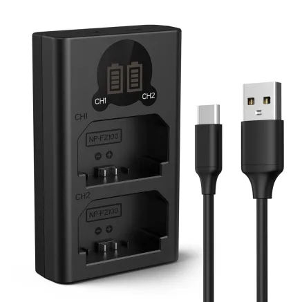 K&F Concept NP-FZ100 Digital Camera Dual LED Display Screen;Supports Micro USB and Type-C charging KF28.0010V1