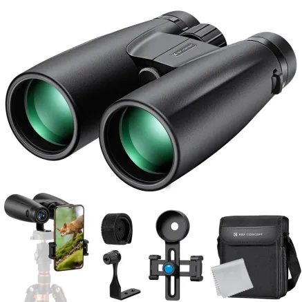 K&F Concept 12*50 HD Binoculars Black BAK4, with Mobile Phone Holder and Tripod Conversion Bracket KF33.084