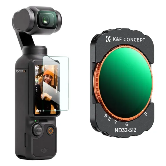 K&amp;F Concept VND Filter for DJI Osmo Pocket 3 Magnetic Variable ND32-512 Neutral