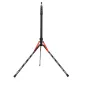 Caruba CLS 1A compact aluminum lamp stand with black legs, red hinge arms, five-section telescopic column, and top mounting screw, lightweight 0.7kg design.