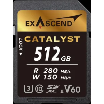 Exascend Catalyst UHS-II SD card, V60,512GB EX512GSDV60