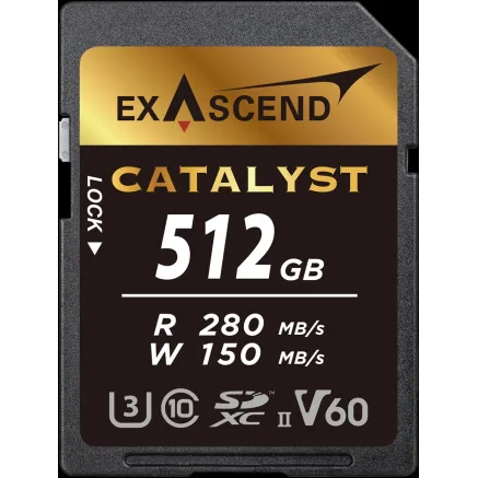 Exascend Catalyst UHS-II SD card, V60,512GB EX512GSDV60