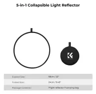 Saliekamie atstarotāji - K&F Concept K&F 56cm round reflector Light diffuser 5 in 1 foldable multi-disc with tote bag KF18.0001 Saliekamie atstarotāji - K&F Concept K&F 56cm round reflector Light diffuser 5 in 1 foldable multi-disc with tote bag KF18.0001 