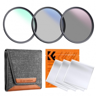 Filter Sets - K&F Concept K&F 82mm 3pcs Professional Lens Filter Kit (MCUV/CPL/ND4) + Filter Pouch+3pcs*Cleaning Cloth SKU.1945V2 - quick order from manufacturer