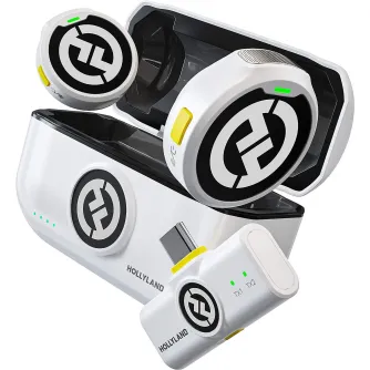 Wireless Lavalier Microphones - Hollyland Lark M2 with USB-C Plug (Duo,Ivory White) - buy today in store and with delivery