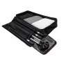 Westcott X-Drop Pro 3-Pack Backdrop Kit (8x8) with white, gray, and black backdrops, telescoping stand, and carry case