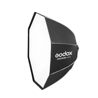 Godox GO4 Octa Softbox 120cm for KNOWLED MG1200Bi Bi-Color LED Light - Octagonal softbox with soft white interior, black exterior, and GODOX branding for studio photography