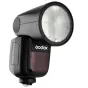 Powerful Godox Speedlite V1 Nikon external flash with adjustable power and fast recycle time, ideal for professional portrait and event photography.