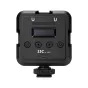 JJC RL-SQ61 RGB LED Light with OLED display, adjustable modes, and cold shoe mounts for versatile mounting options.