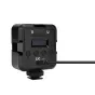 JJC RL-SQ61 RGB LED Light with OLED display, power buttons, and 60cm Type C cable. Compact design with textured grip and magnetic back for surface attachment.