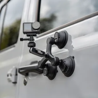 PGYTECH CapLock Three-arm Suction Mount for action cameras and smartphones with adjustable 360° ball head and three suction cups