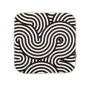 Self-adhesive reusable cloth wrap with swirling black and white pattern for camera protection