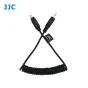 JJC JF-G Remote Cable for Nikon cameras, black coiled cable with 3.5mm and 2.5mm connectors, designed for remote camera control and wireless flash triggering.