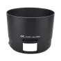Лензовый капюшон JJC ET-83D для Canon EF 100-400mm F/4.5-5.6L USM Type II - матовый черный цилиндрический капюшон с белым текстом и прямоугольным вырезом.