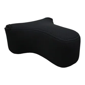 JJC Neoprene Camera Pouch OC-S3BK - Protective camera pouch with Velcro closure and elastic neoprene material for shock and scratch protection.