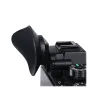 JJC ES-A7 black rubber eyecup attached to the viewfinder of a Sony Alpha A7 camera, providing comfort for glasses wearers and reducing glare.
