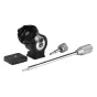 Genesis Base MH-20 Tilt Head with adjustable knobs and long handle for precise camera positioning, featuring a 3/8 screw connection and Arca-Swiss compatibility.