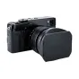 JJC LH-JXF16 Fujifilm lens hood for XF 16mm lens - Black rectangular hood with rounded edges, made of matte material, providing protection and reducing glare.