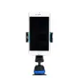 JJC Smart Phone Clip SPS-1A Blue droši tur smartfonu uz melna trīpa ar zilu akcentu, kas aprīkots ar 1/4-20 vītni un regulējamu skavu ar zilu polsterējumu.