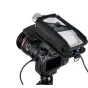 JJC HRP-H6 Handy Recorder Pouch with microphone mounted on camera, belt loop, and tripod mount