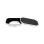 JJC LH-JXF35SII lens hood in silver with a black interior and detachable cap, designed for Fujifilm XF 35mm and 23mm lenses.