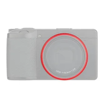 Red lens decoration ring for Ricoh GR III camera, enhancing style and lens protection