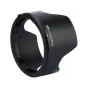 JJC LH-RF35F18 lens hood Black with 'JJC LH-RF35F18' text, circular opening, matte finish, isolated on white background.