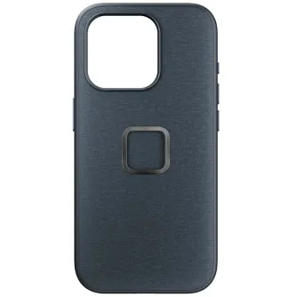 Peak Design Midnight Fabric Case for iPhone 15 Pro Max with a large camera cutout and textured surface