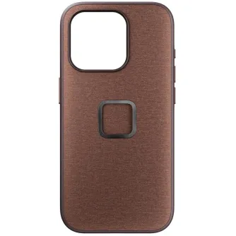 Peak Design Apple iPhone 15 Pro Max Everyday Fabric Case V2 with magnetic SlimLink attachment, redwood color