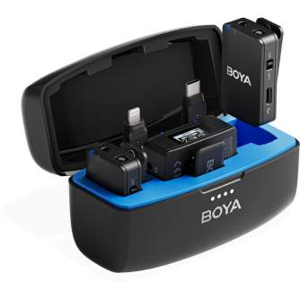 Bezvadu piespraužamie mikrofoni - BOYAMIC Bezvadu mikrofonu komplekts 2xTX, 1xRX, 3.5mm, USB Type-C, Lighting - perc šodien Master Foto veikalā un ar piegādi Profesionāļu labākā izvēle