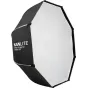 Nanlite Octagonal Softbox for Mixpanel 150 SB-MP150-O - Professional lighting equipment with a black exterior and white interior, featuring adjustable panels and the Nanlite logo.