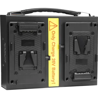 NANLITE 26V V-Mount bateriju lādētājs ar rokturi un D-tap portu