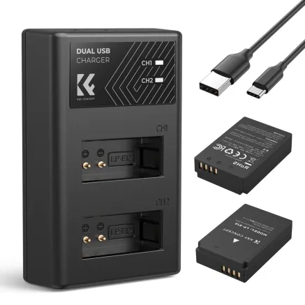 K&F Concept LP-E12 Digital Camera Dual Battery with Dual Channel Charger, for 