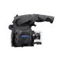 Waterproof rain cover for Canon EOS C300 Mark III camera with clear vinyl windows and lens protection