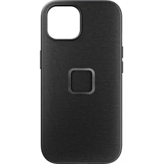 Peak Design Everyday Fabric Case for iPhone 15 Pro Max with SlimLink™ magnetic attachment point, featuring a camera cutout and rubberized bumper.