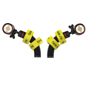 Sealife buoyancy floatation rings for underwater camera arms, bright yellow high-visibility design, improves handling and balance
