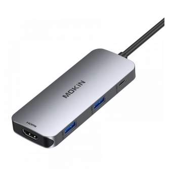 MOKiN 7 in 1 Adapter Hub USB-C to 2x USB 3.0 + 2x USB-C + SD + Micro SD + HDMI (silver)