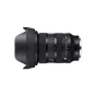 Sigma 24-70mm f/2.8 DG DN II Art pilna kadra L-monta objektīvs ar pievienotu ziedveida vāciņu, priekšējais skats ar diafragmas gredzenu un fokusa vadības elementiem