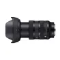 Sigma 24-70mm f/2.8 DG DN II Art L-mount lens with attached petal hood, showcasing the front and side view of a professional full-frame zoom lens for mirrorless cameras.