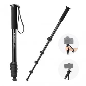 Monopodi - K&F Portable aluminum alloy monopod, 23mm diameter, 5 sections, 63 inches, with anti-lost rope KF09.138 - ātri pasūtīt no ražotāja