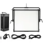 NANLUX Dyno 1200C RGBWW LED Soft Panel Light с креплением, блоком питания и аксессуарами, расположенными отдельно.
